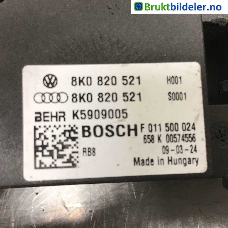 Varmeapparat motstand til Audi A4 2007-2014 (Type IV) (B8) (B8) (AUDI|8K0 820 521|F 011 500 024|)