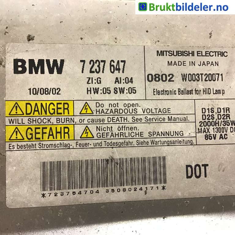 Styreenhet xenon/ballast til BMW 3-Serie 2005-2011 (E90/E91/E92/E93) (E90/E91/E92/E93) (BMW|7 237 647|W003T20071|)