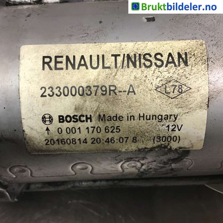 Starter diesel til Nissan Qashqai 2014-2021 (Type II) (NISSAN|233000379R--A|0 001 170 625|)
