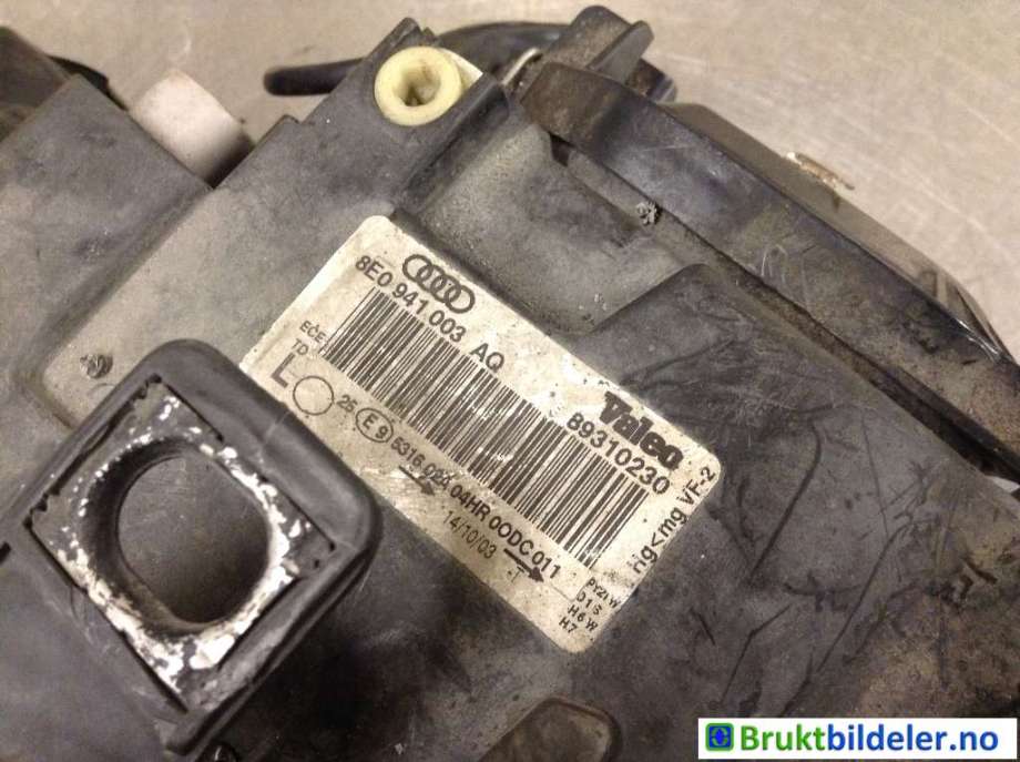 Frontlykt venstre xenon til Audi A4 2001-2004 (Type II) (B6) (B6) (AUDI|8E0 941 003 AQ|89310230|)