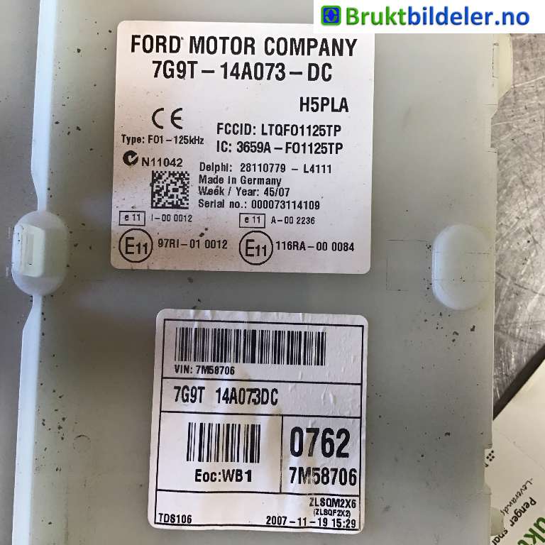 Sikringsboks til Ford S-Max 2006-2010 (Type I, Fase 1) (FORD|7G9T-14A073-DC|H5PLA|)