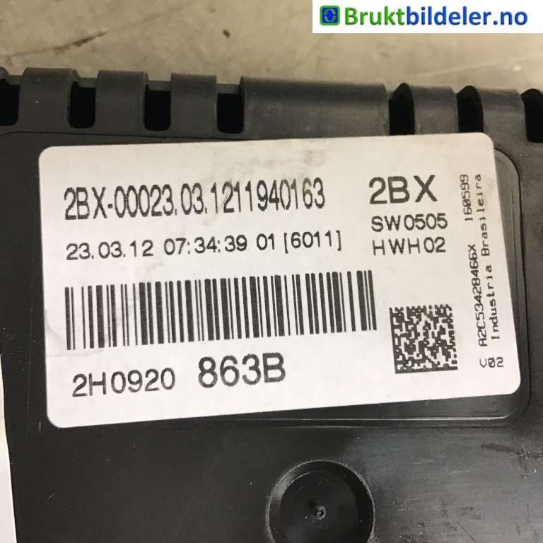 Instrumentpanel til VW Amarok 2010-2016 (Type I, Fase 1)  (VOLKSWAGEN|2H0 920 863 B|)