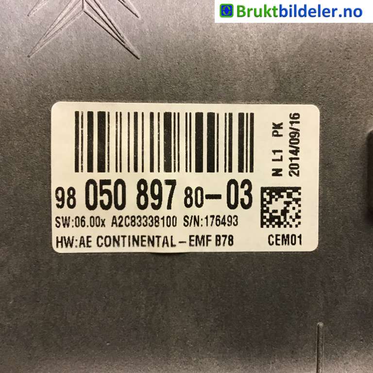 Instrument kjørecomputer til Citroën C4, Picasso 2013-2018 (Type II)  (CITROEN|98 050 897 80-03|A2C83338100|)