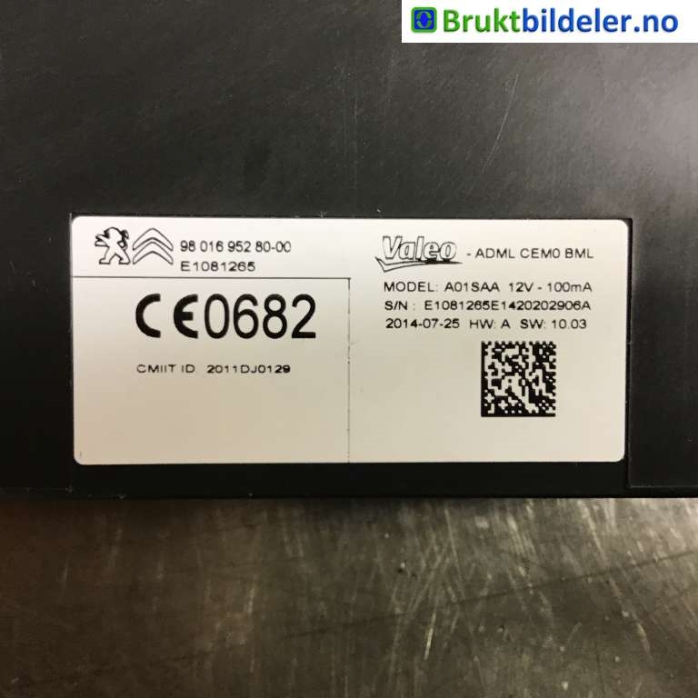 Styreenhet sentrallås til Citroën C4, Picasso 2013-2018 (Type II)  (CITROEN|98 016 952 80|)