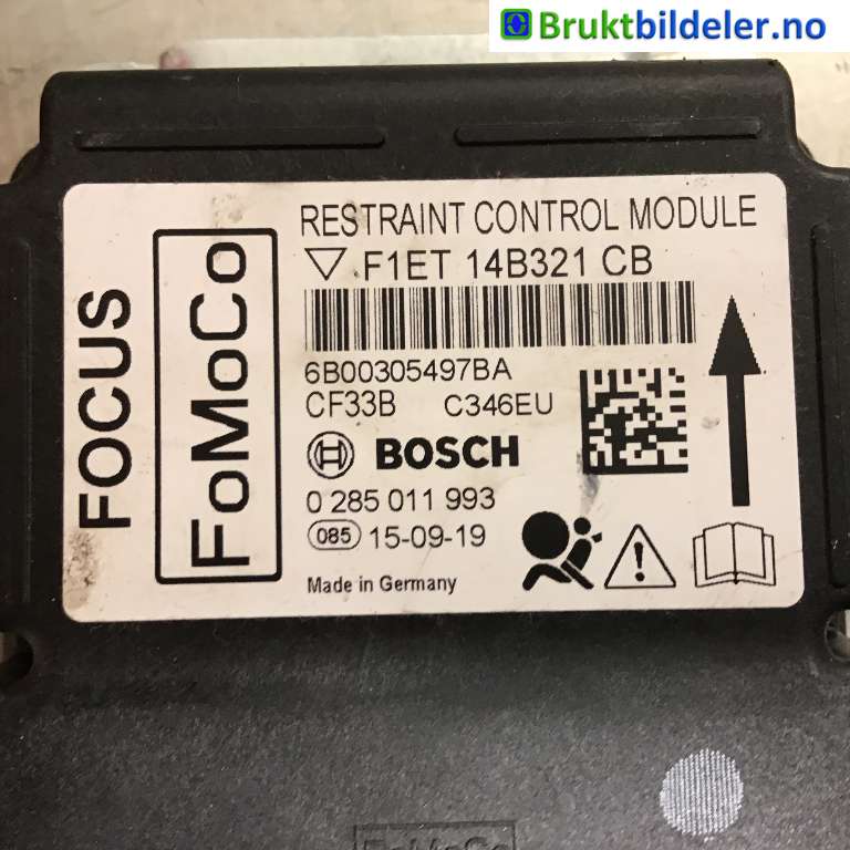 Airbag elektronikk til Ford Focus 2014-2018 (Type III, Fase 2) (FORD|F1ET-14B321-CB|0 285 011 993|)