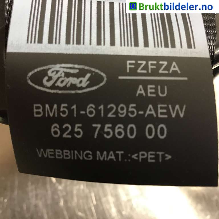 Sikkerhetsbelte foran venstre til Ford Focus 2014-2018 (Type III, Fase 2) (FORD|BM51-61295-AEW|625 7560 00|)