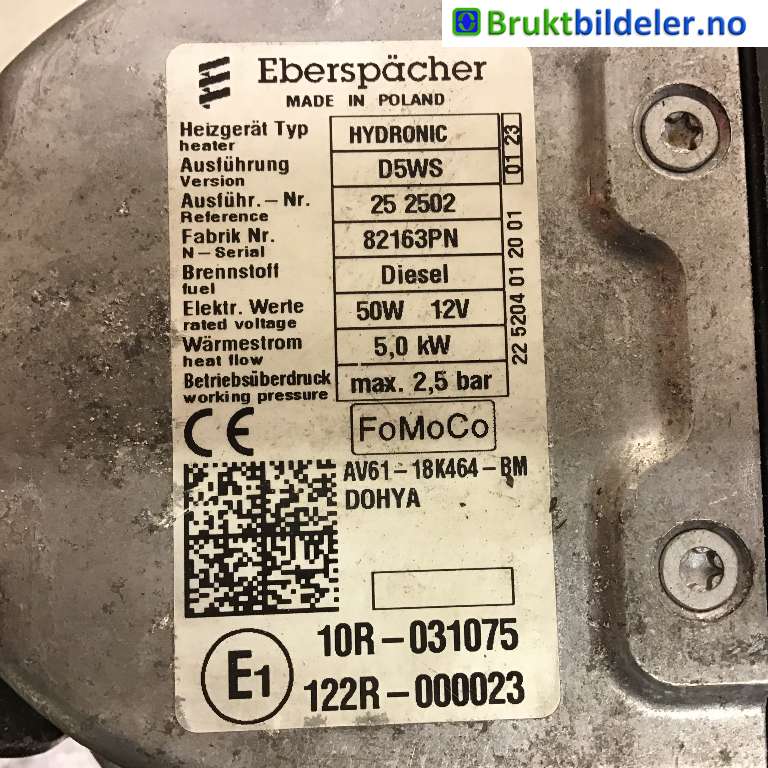 Dieselvarmer til Ford Focus 2014-2018 (Type III, Fase 2) (FORD|AV61-18K464-BM|82163PN|)