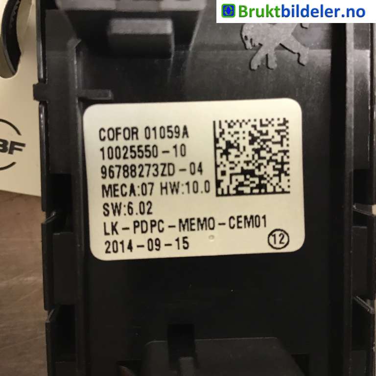 Bryter ruteheis til Citroën C4, Picasso 2013-2018 (Type II)  (CITROEN|96 788 273 ZD|)