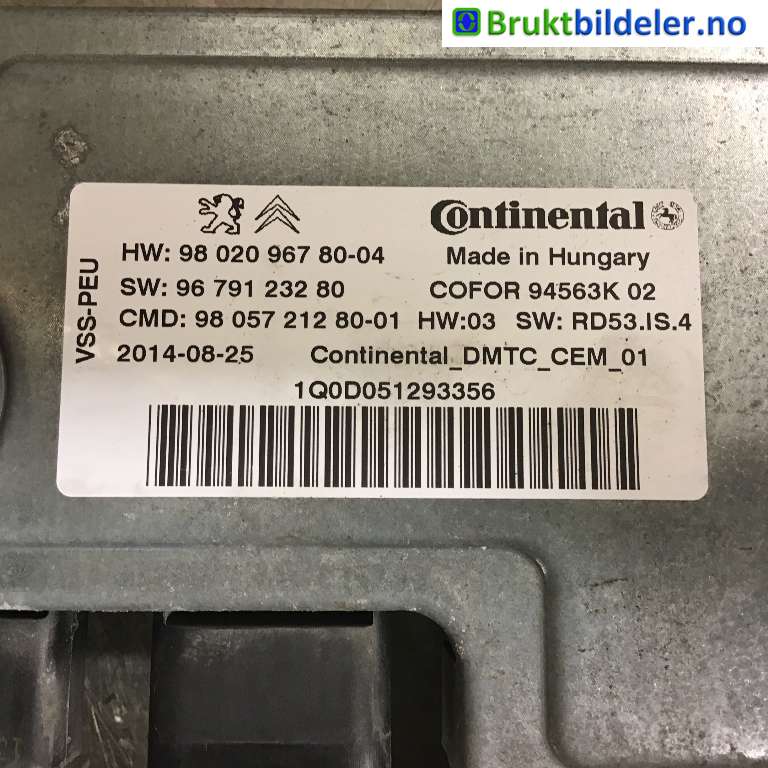 Styreenhet tenning til Citroën C4, Picasso 2013-2018 (Type II)  (CITROEN|98 020 967 80-04|1Q0D051293356|)