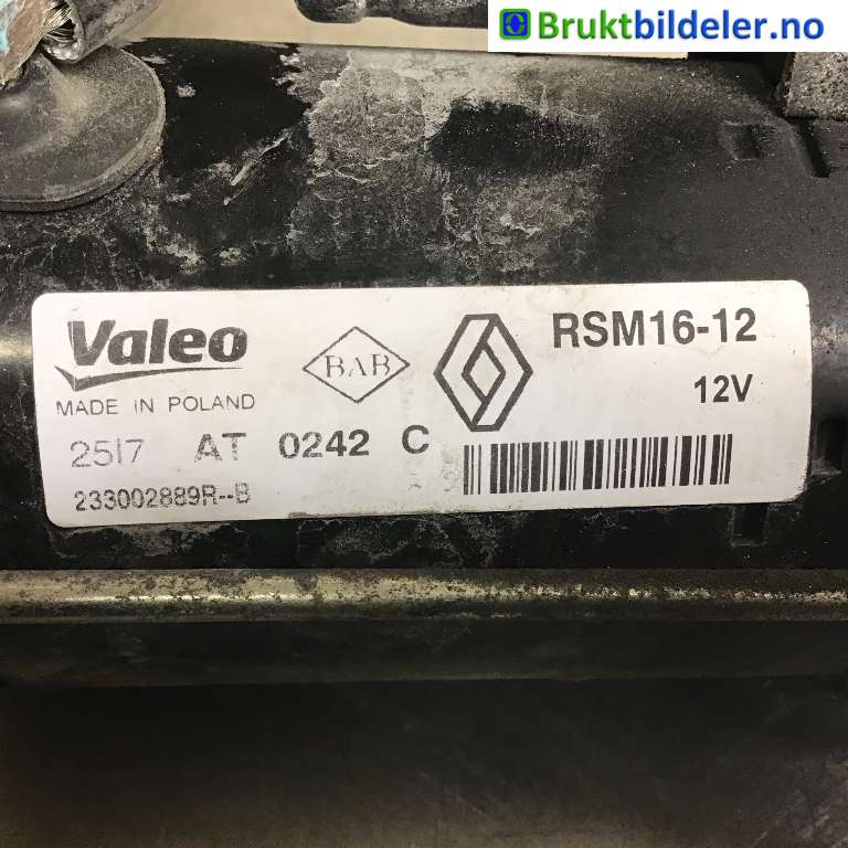 Starter diesel til Renault Trafic 2014-->>  (RENAULT|233002889R|RSM16-12|)