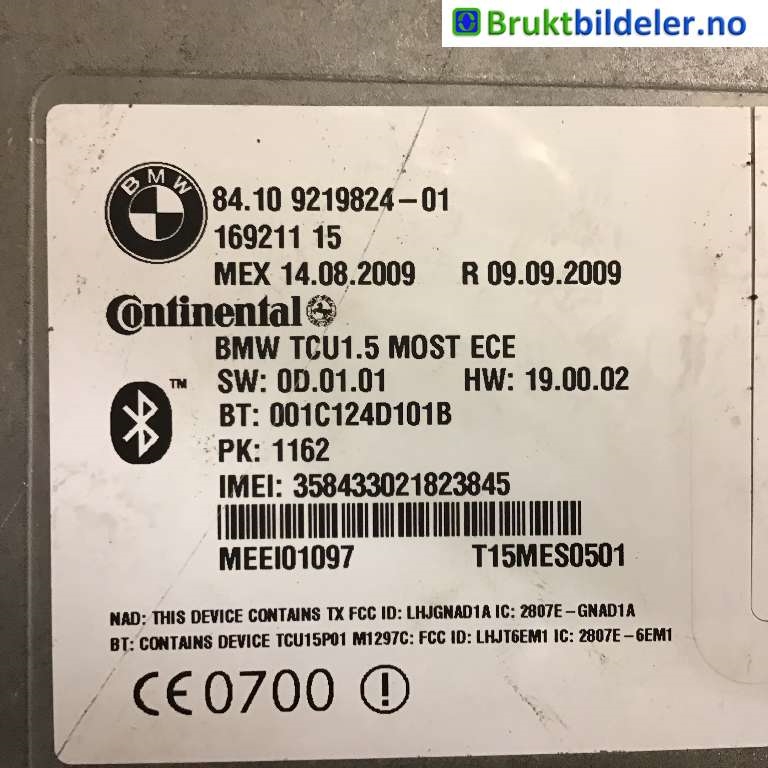 Styreenhet diverse til BMW 5-Serie 2003-2010 (E60/E61) (E60/E61) (BMW|84 10 9 219 824-01|169211-15|)