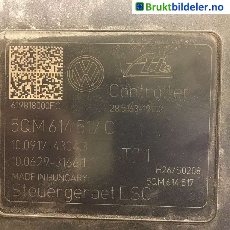 ABS sentral til VW Passat 2015-2019 (Fase 1) (B8) (B8) (VOLKSWAGEN|5QM 614 517 C|10.0220-1926.4|28.5163-1911.3)