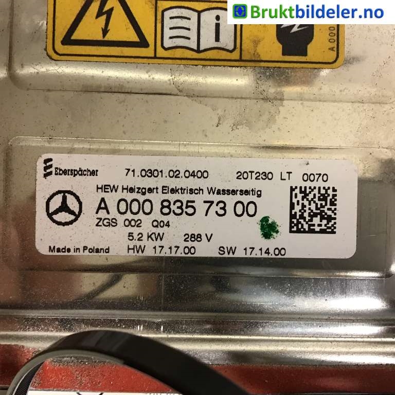 Motorvarmer elektrisk til Mercedes EQC 2019-->>  (MERCEDES|A 000 835 73 00|71.0301.02.0400|)
