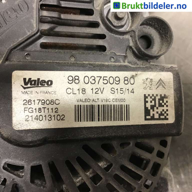 Dynamo til Peugeot 5008 2010-2017 (Type I)  (PEUGEOT|98 037 509 80|2617908C|FG18T112)