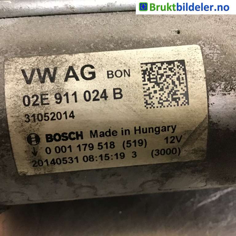 Starter til Škoda Octavia 2013-2016 (Type III, Fase 1) (SKODA|02E 911 024 B|0 001 179 518|)
