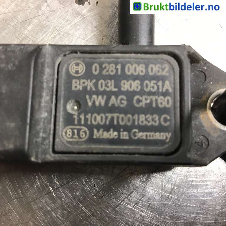 Sensor (MAP - Manifold Absolute Pressure) til VW Amarok 2010-2016 (Type I, Fase 1)  (VOLKSWAGEN|03L 906 051 A|0 281 006 062|)