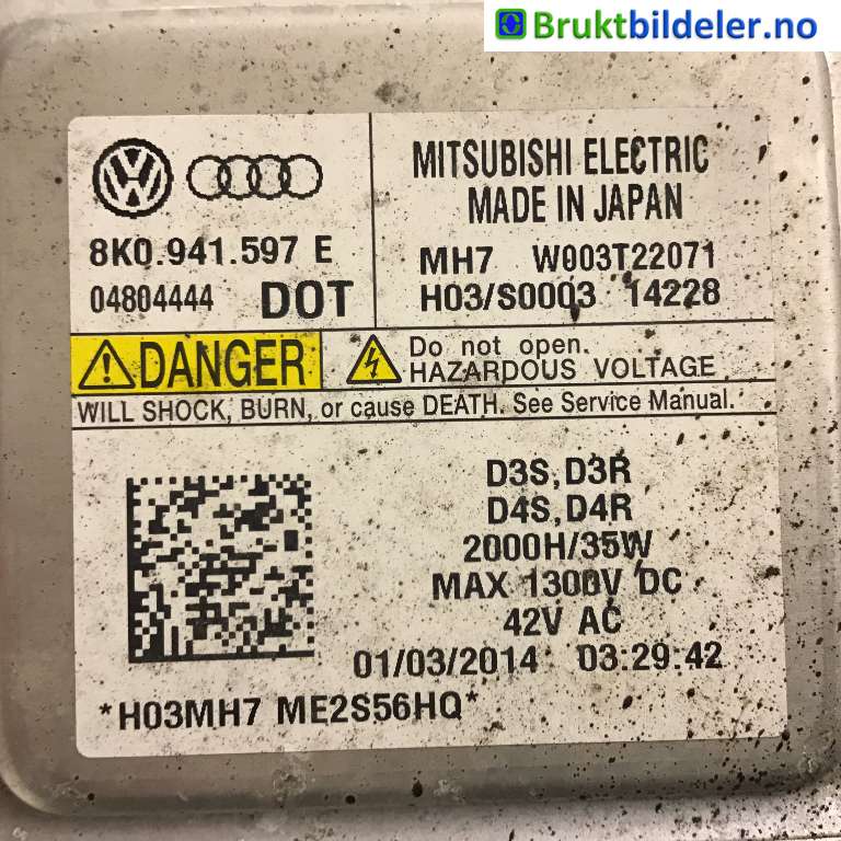 Styreenhet xenon/ballast til VW Golf VII 2012-2017 (Fase 1)  (VOLKSWAGEN|8K0 941 597 E|W003T22071|)