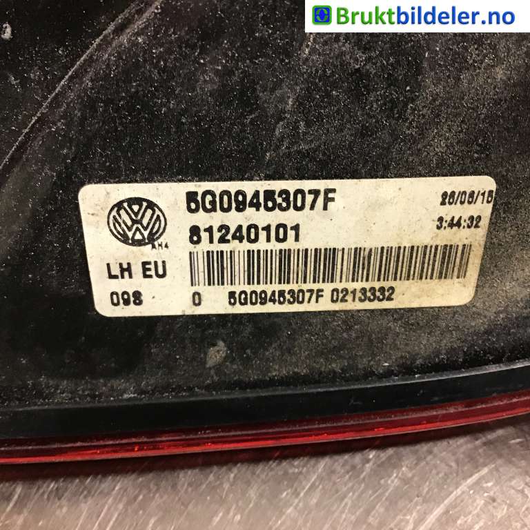 Baklykt venstre indre til VW e-Golf 2014-2017 (Fase 1) (VOLKSWAGEN|5G0 945 307 F|81240101|)
