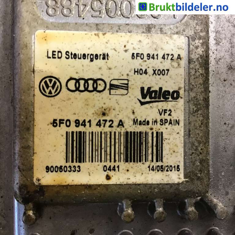 Styreenhet xenon/ballast til VW e-Golf 2014-2017 (Fase 1)  (VOLKSWAGEN|5F0 941 472 A|90050333|)