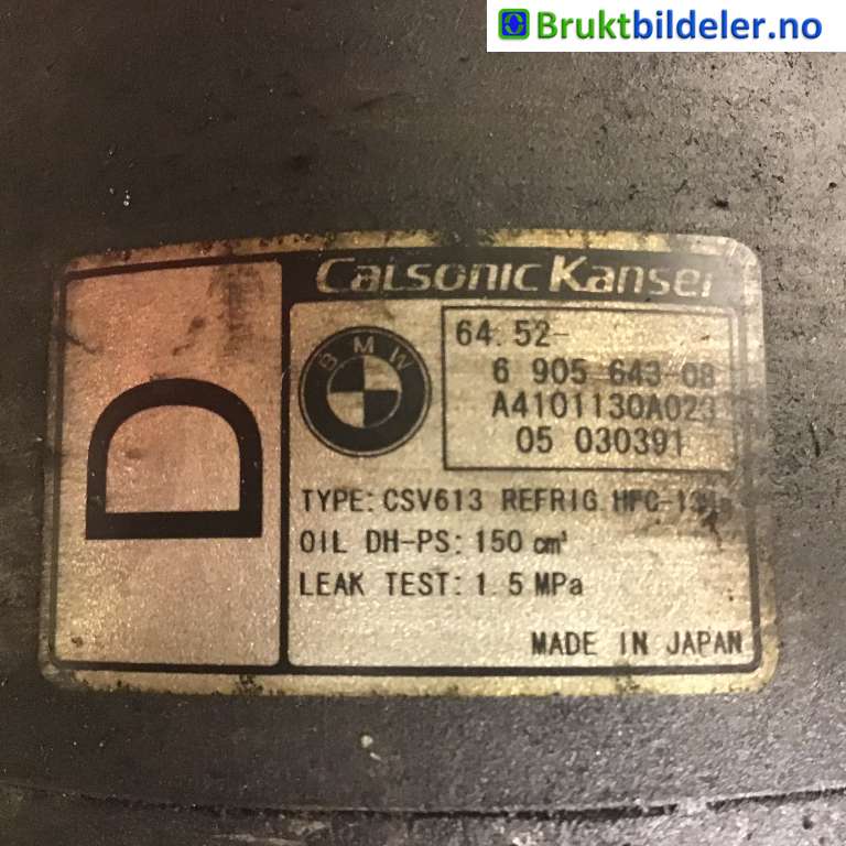Aircondition kompressor til BMW X3 2003-2006 (Fase 1) (E83) (E83) (BMW|64 52 6 905 643-08|05 030391|)