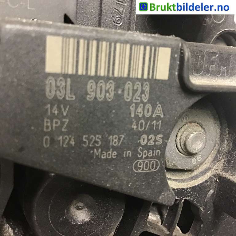 Dynamo til VW Golf VI 2008-2012 (VOLKSWAGEN|03L 903 023|0 124 525 187|)