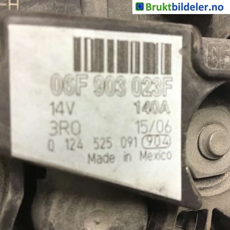 Dynamo til VW Jetta 2005-2010  (VOLKSWAGEN|06F 903 023 F|0 124 525 091|)