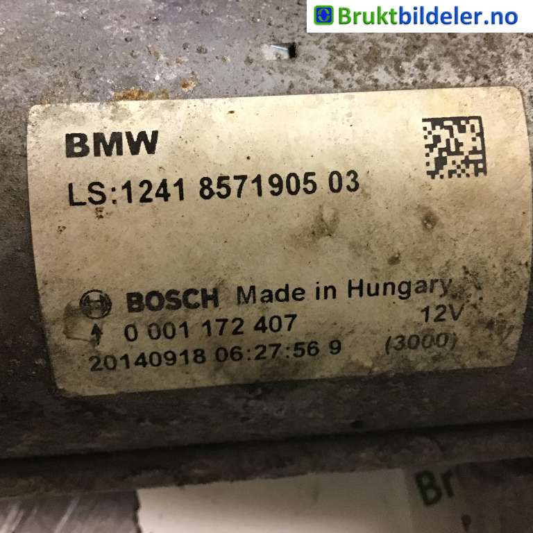 Starter diesel til BMW 1-Serie 2011-2015 (Fase 1) (F20/F21) (F20/F21) (BMW|12 41 8 571 905-03|0 001 172 407|)