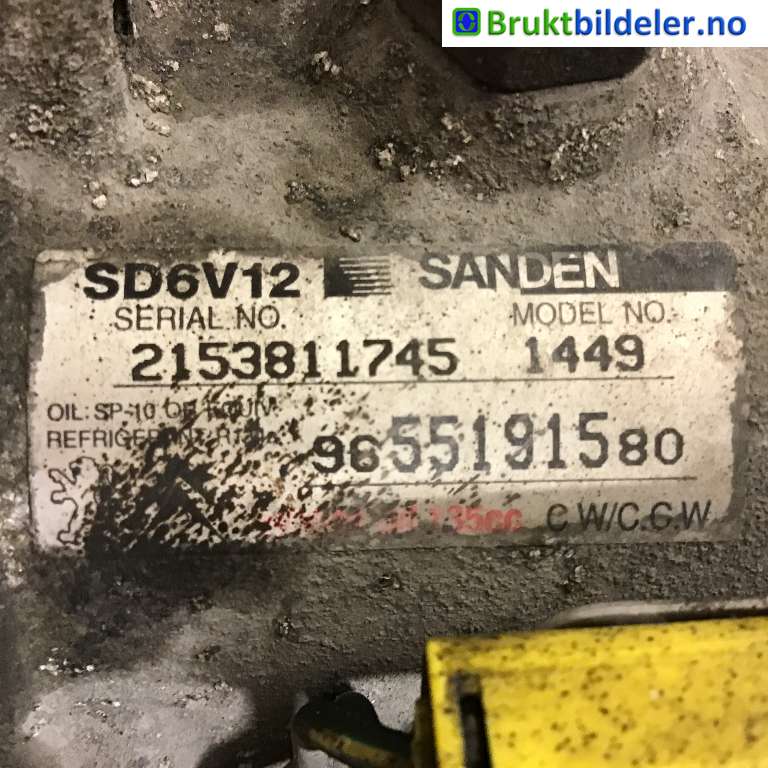 Aircondition kompressor til Citroën Berlingo 2002-2008 (Type I, Fase 2) (CITROEN|9655191580|SD6V12|)