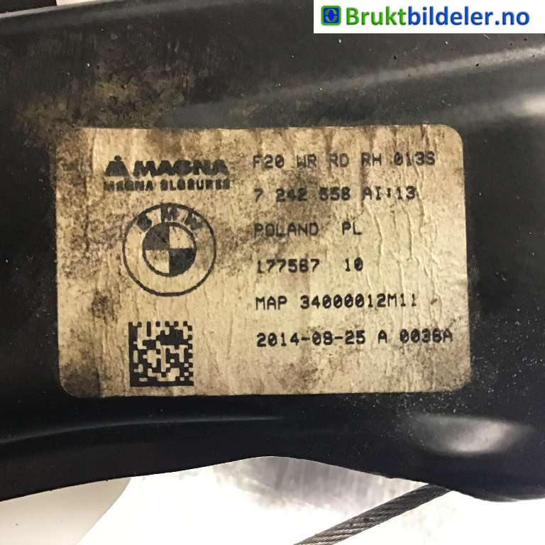 Ruteheis høyre bak til BMW 1-Serie 2011-2015 (Fase 1) (F20/F21) (F20/F21) (BMW|7 242 558|177587|)