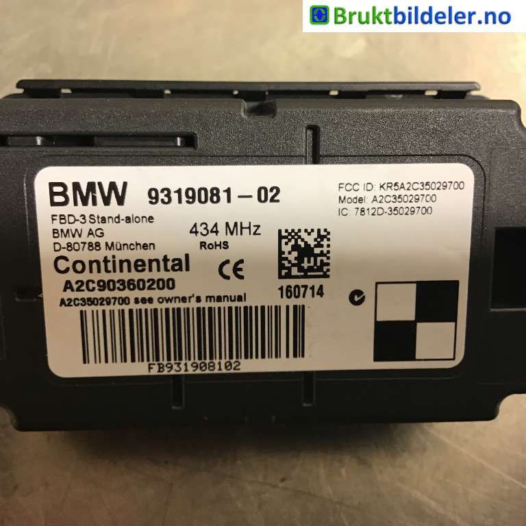 Styreenhet nøkkelfri/keyless til BMW 1-Serie 2011-2015 (Fase 1) (F20/F21) (F20/F21) (BMW|9 319 081-02|A2C90360200|)