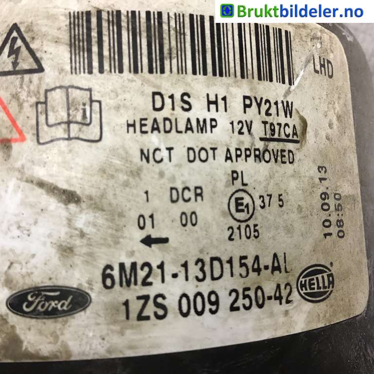 Frontlykt høyre xenon til Ford S-Max 2010-2015 (Type I, Fase 2)  (FORD|6M21-13D154-AL|1ZS 009 250-42|)