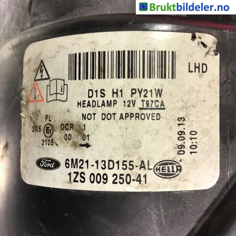 Frontlykt venstre xenon til Ford S-Max 2010-2015 (Type I, Fase 2)  (FORD|6M21-13D155-AL|1ZS 009 250-41|)