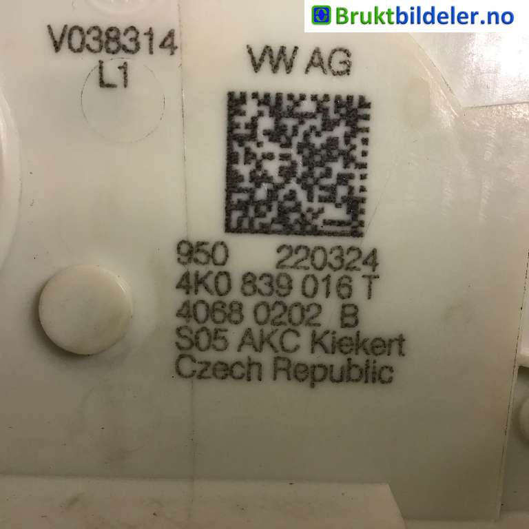 Låsekasse høyre bak til VW ID.4 2020-->> (VOLKSWAGEN|4K0 839 016 T|4068 0202B|)