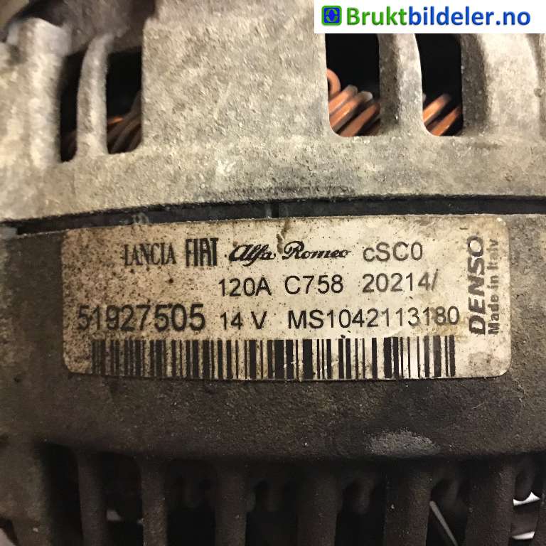 Dynamo til Fiat Doblo 2010-->> (Type II)  (FIAT|51927505|MS1042113180|)