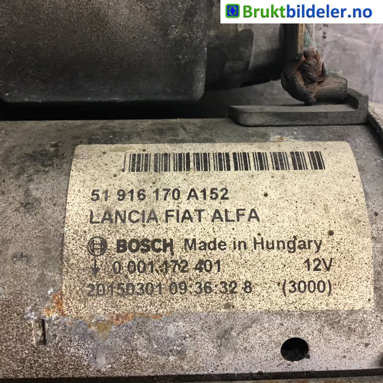 Starter diesel til Fiat Doblo 2010-->> (Type II)  (FIAT|51916170 A152|0 001 172-401|)