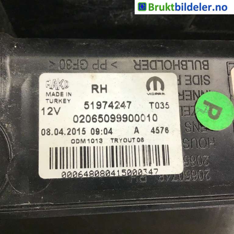 Baklykt høyre til Fiat Doblo 2010-->> (Type II)  (FIAT|51974247|)