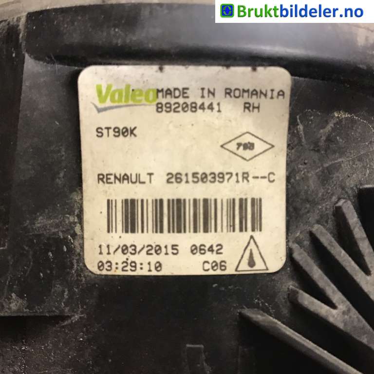 Tåkelykt venstre foran til Renault Captur 2013-2020 (Type I)  (RENAULT|261503971R|89208441|)