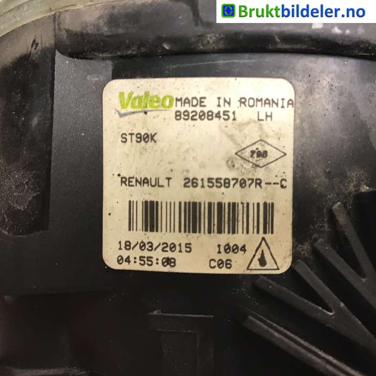Tåkelykt venstre foran til Renault Captur 2013-2020 (Type I)  (RENAULT|261558707R|89208451|)