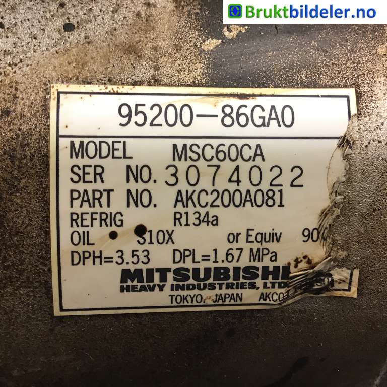 Aircondition kompressor til Suzuki Ignis 2003-2010 (Type I) (UNGARN) (UNGARN) (SUZUKI|95200-86GA0|AKC200A081|)
