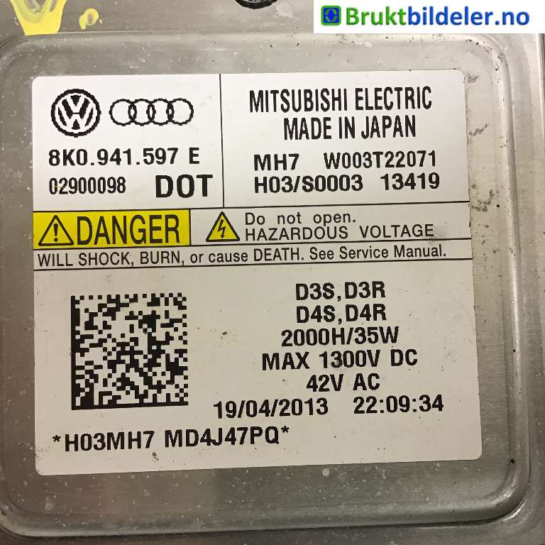 Styreenhet xenon/ballast til VW Golf VII 2012-2017 (Fase 1) (VOLKSWAGEN|8K0 941 597 E|W003T22071|)