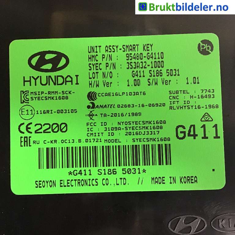 Styreenhet nøkkelfri/keyless til Hyundai i30 2017-2020 (Type III)  (HYUNDAI|95480-G4110|)