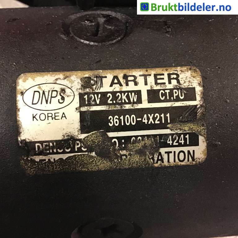 Starter diesel til Hyundai Terracan 2002-2007  (HYUNDAI|36100-4X211|03111-4241|)