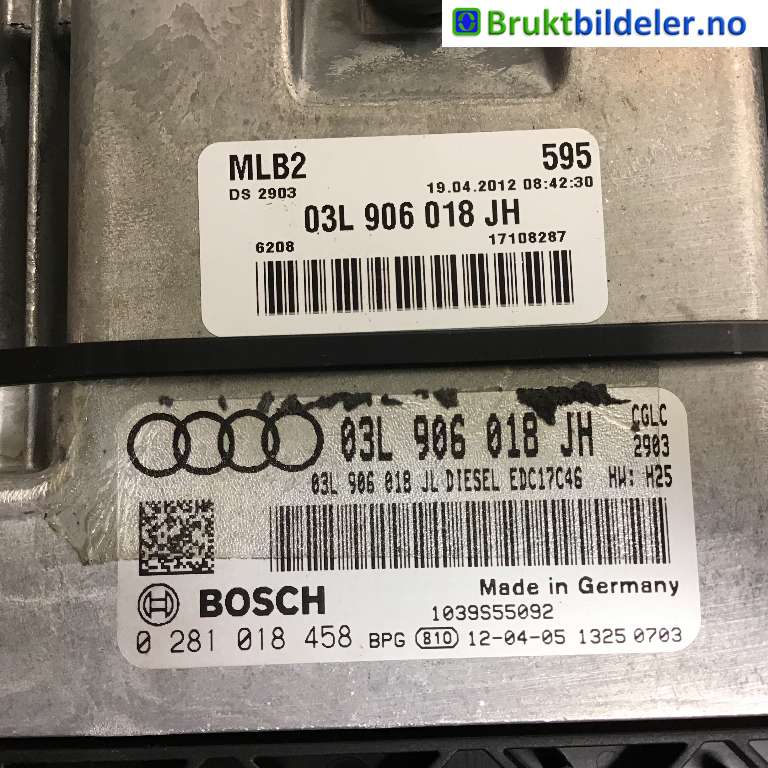 Styreenhet motor til Audi A5 2007-2016 (Type I)  (AUDI|03L 906 018 JH|0 281 018 458|)