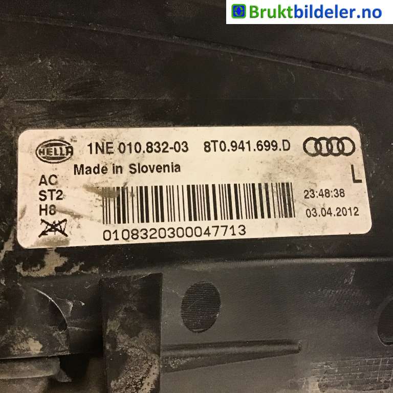 Tåkelykt venstre foran til Audi A5 2007-2016 (Type I)  (AUDI|8T0 941 699 D|1NE 010 832-03|)