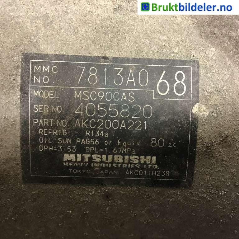 Aircondition kompressor til Mitsubishi Outlander 2007-2010 (Type II, Fase 1)  (MITSUBISHI|7813A128|AKC200A221|)