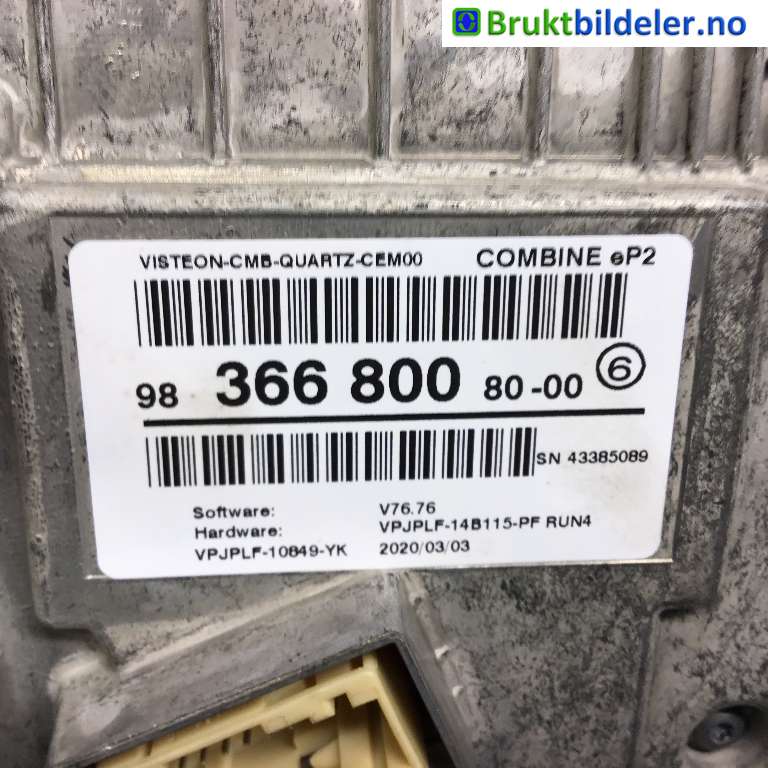 Instrumentpanel til Peugeot 208 2019-->> (Type II)  (PEUGEOT|9836680080-00|)