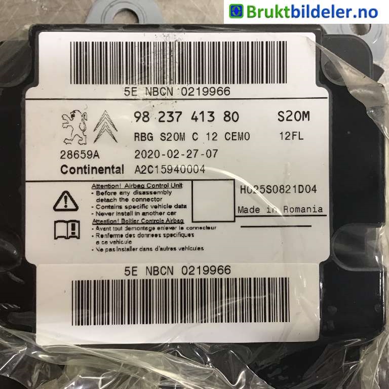 Airbag elektronikk til Peugeot 208 2019-->> (Type II)  (PEUGEOT|9823741380|A2C15940004|)