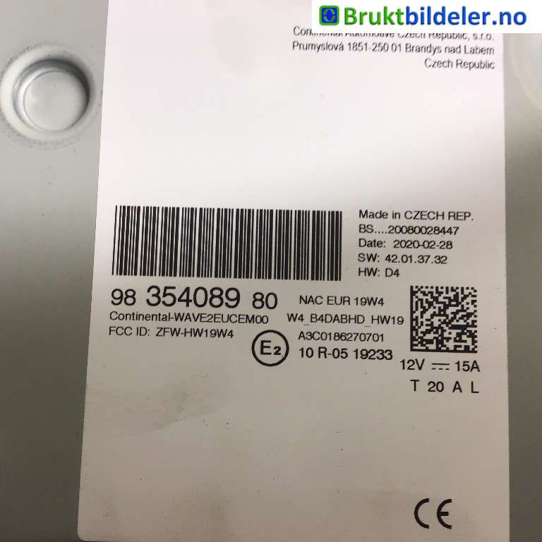 Bilstereo til Peugeot 208 2019-->> (Type II)  (PEUGEOT|98 354 089 80|A3C0186270701|)