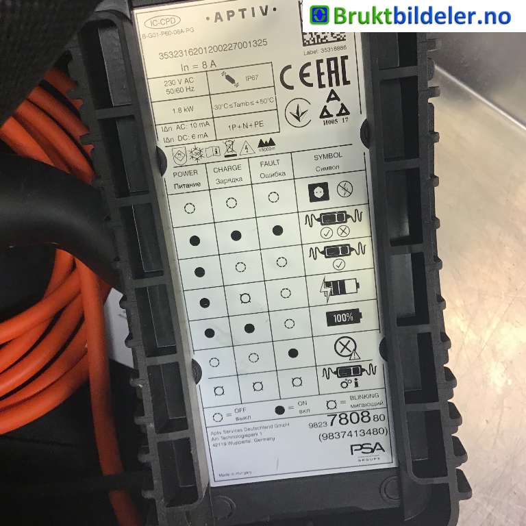 Batterilader kabel til Peugeot 208 2019-->> (Type II) (PEUGEOT|98 237 808 80|)