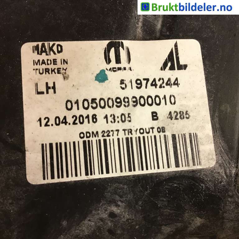 Frontlykt venstre halogen til Fiat Doblo 2010-->> (Type II)  (FIAT|51974244|01050099900010|)